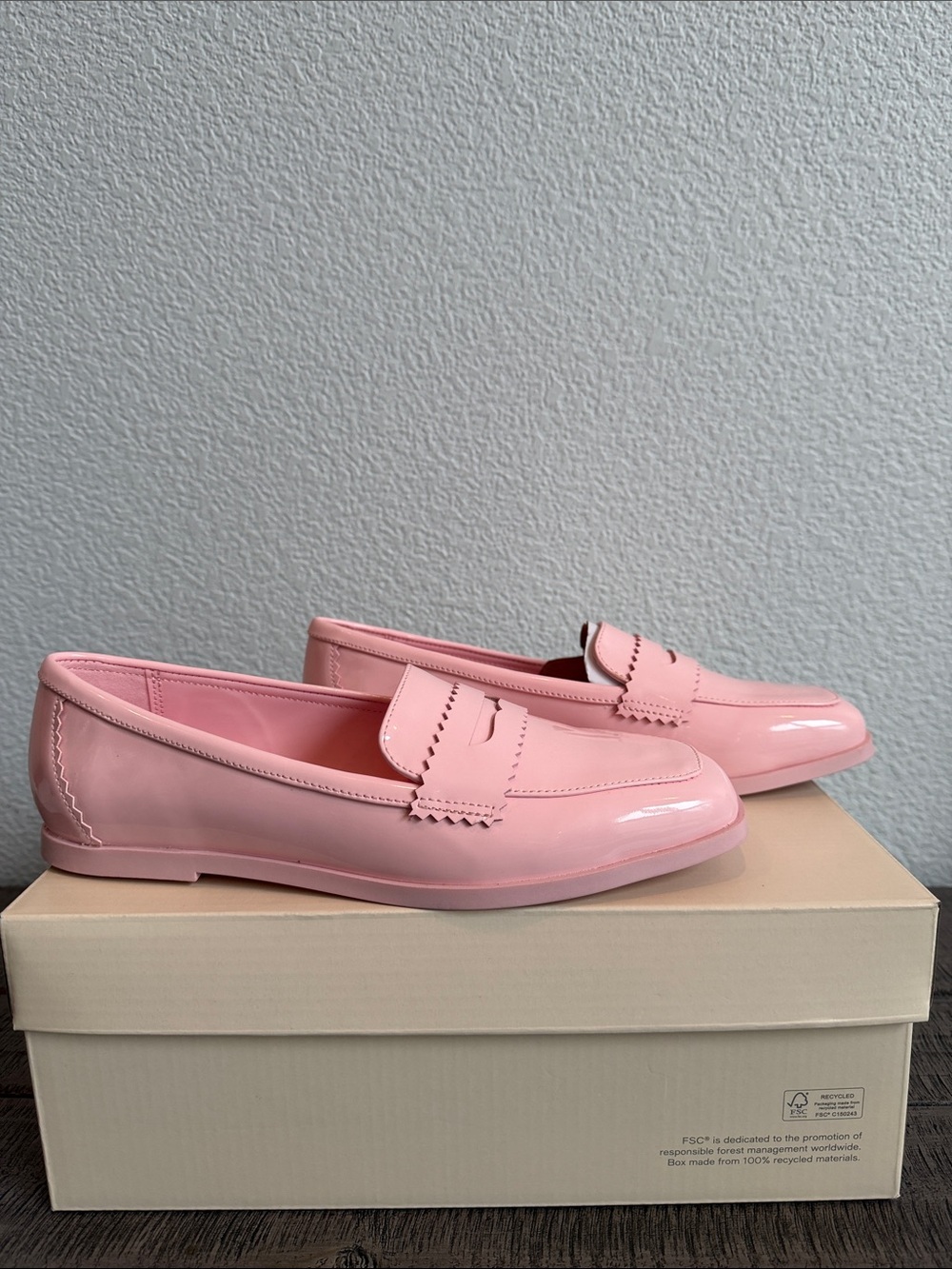 ON 34TH Charlotte Patent Pink Loafers NIB